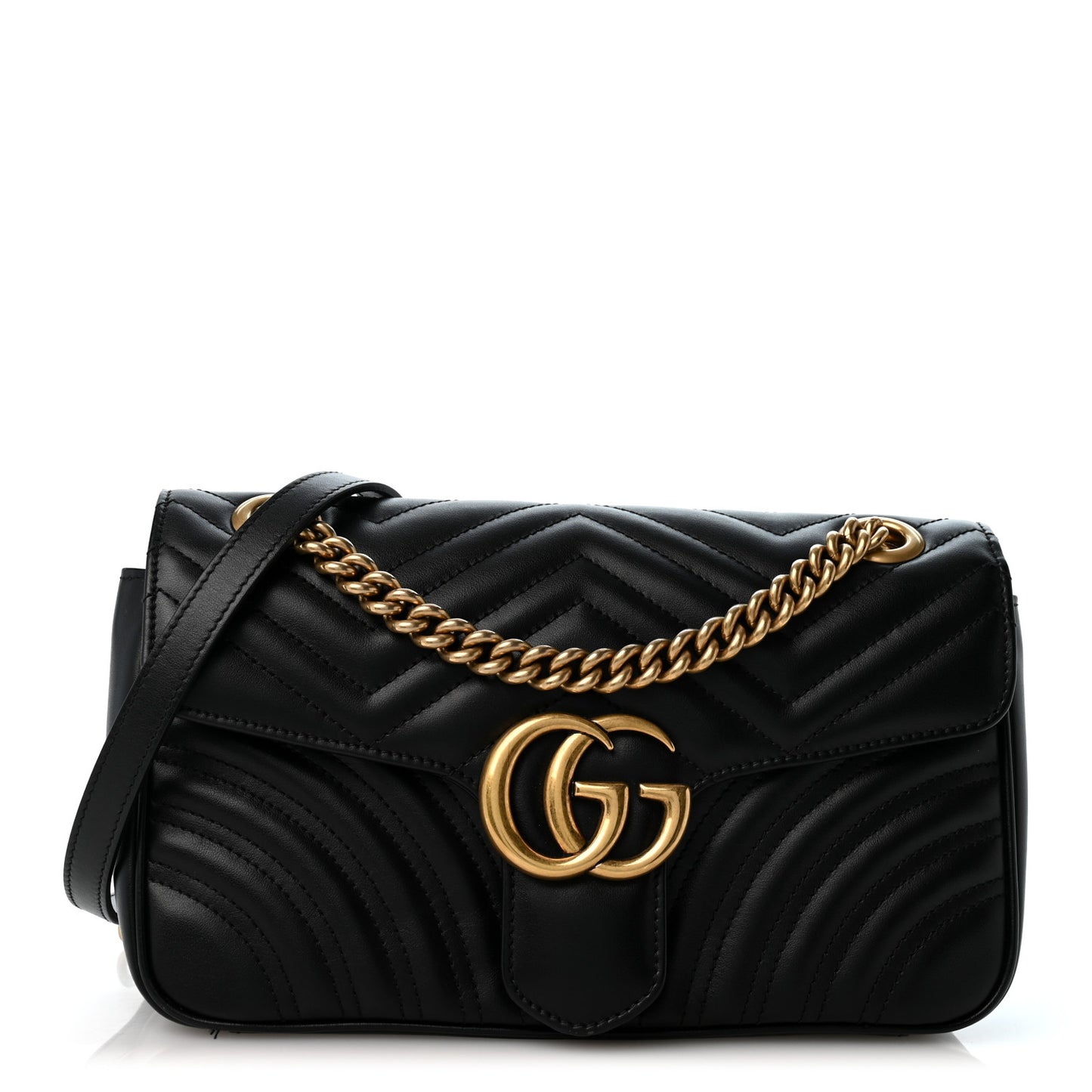 Calfskin Matelasse Medium GG Marmont Shoulder Bag Black