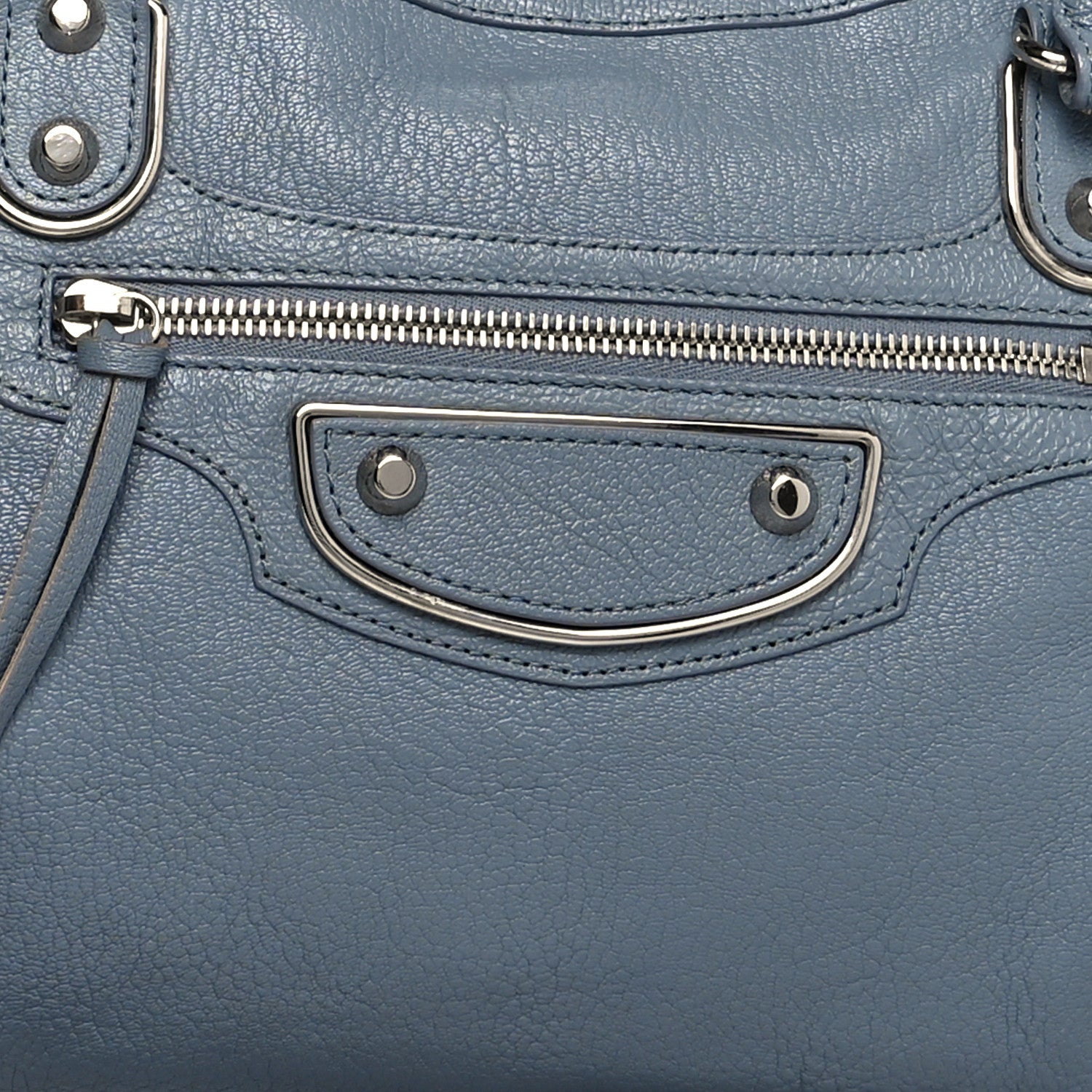 Balenciaga Chevre Silver Metallic Edge Hardware City Bleu Acier 8 of 11