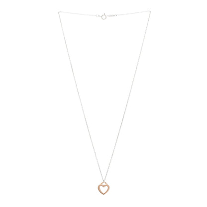 Tiffany Sterling Silver 18K Rose Gold Double Open Heart Pendant Necklace 3 of 4