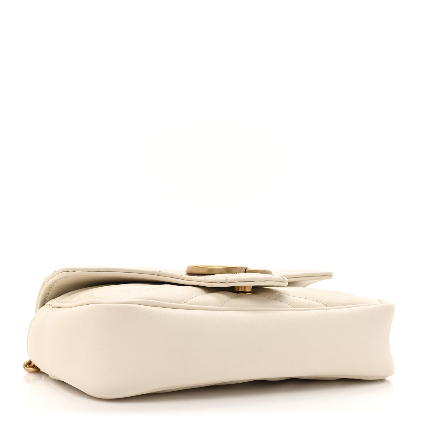 Calfskin Matelasse Super Mini GG Marmont Shoulder Bag White