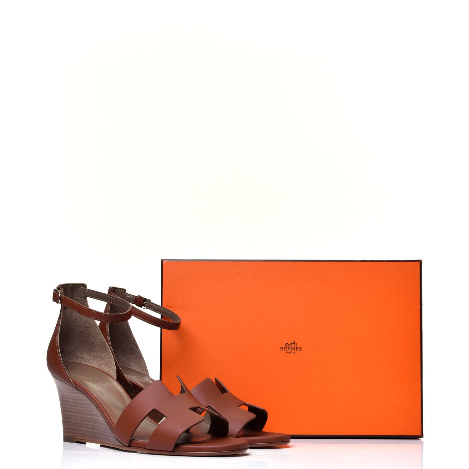Hermes Calfskin Legend Wedge Sandals 40.5 Gold 11 of 12