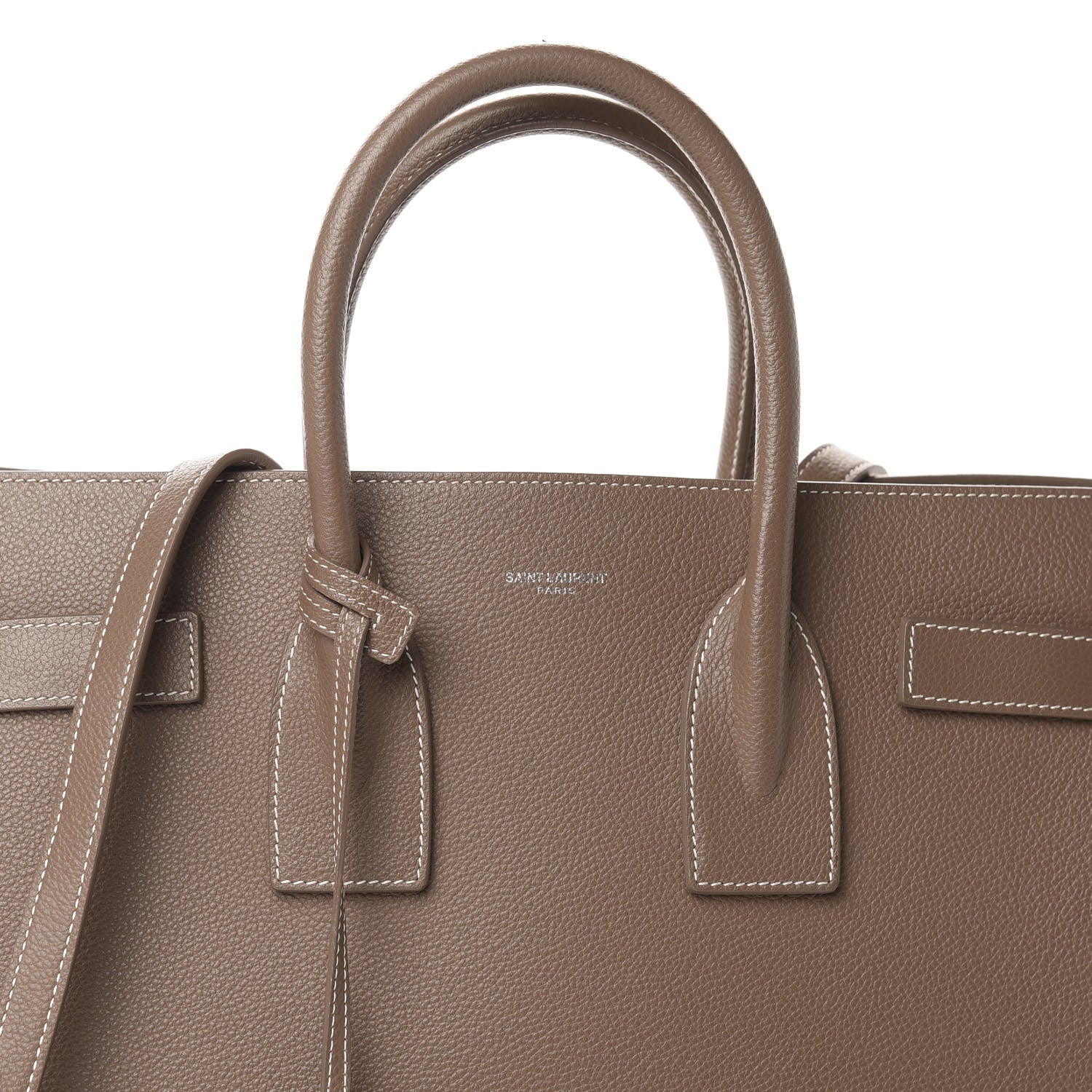 Saint Laurent Grained Calfskin Topstitch Small Classic Sac De Jour Taupe 9 of 9