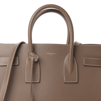 Saint Laurent Grained Calfskin Topstitch Small Classic Sac De Jour Taupe 9 of 9