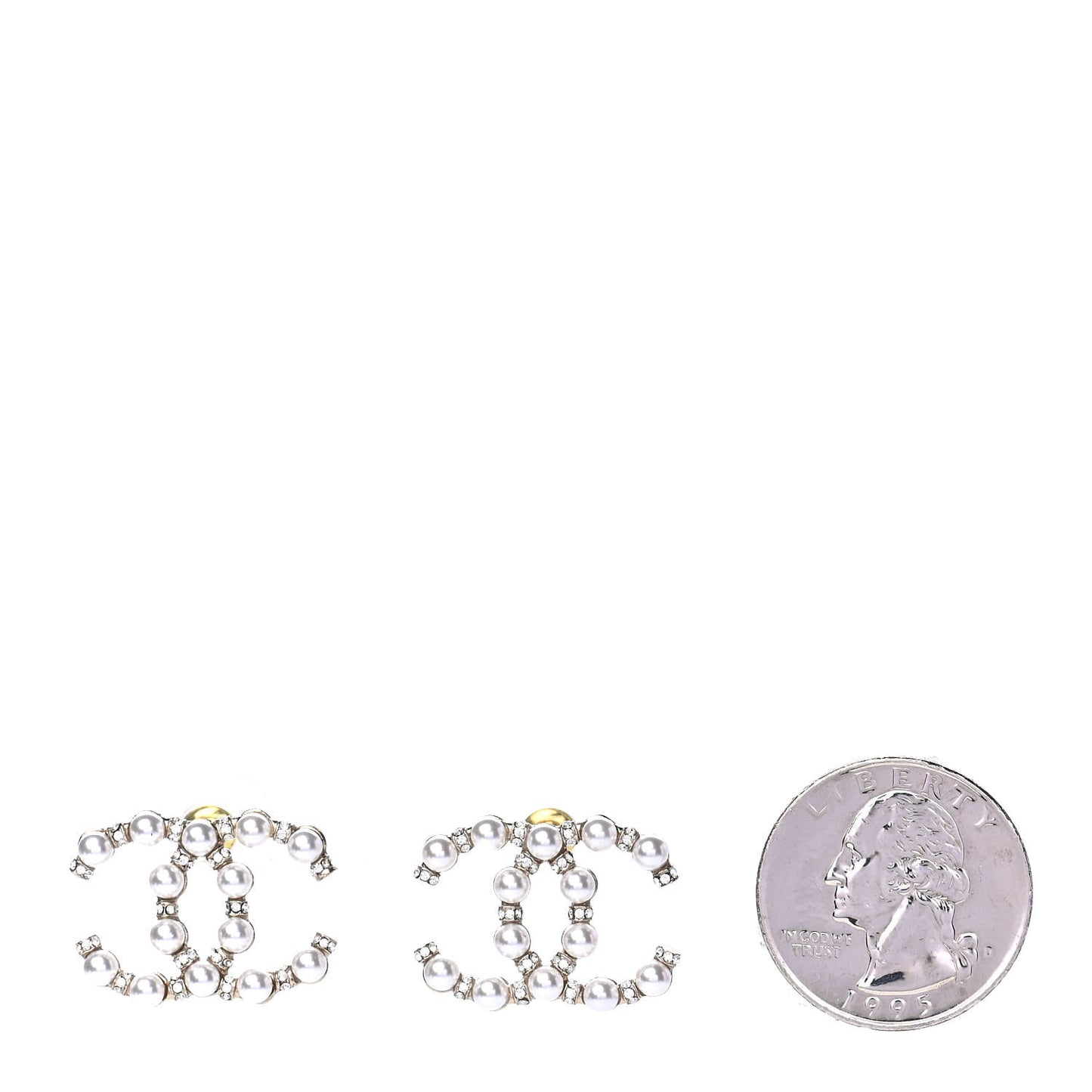 Pearl Crystal Nefertiti CC Earrings Gold