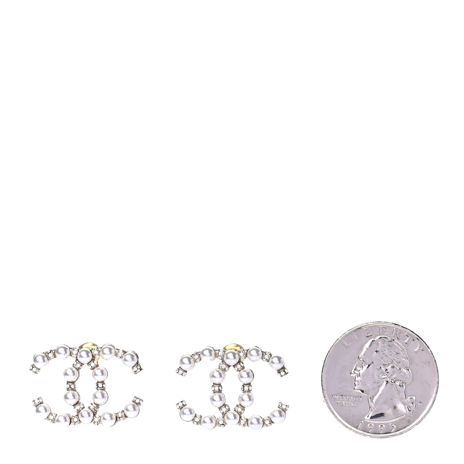 Chanel Pearl Crystal Nefertiti CC Earrings Gold 2 of 6