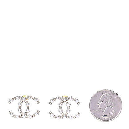 Chanel Pearl Crystal Nefertiti CC Earrings Gold 2 of 6