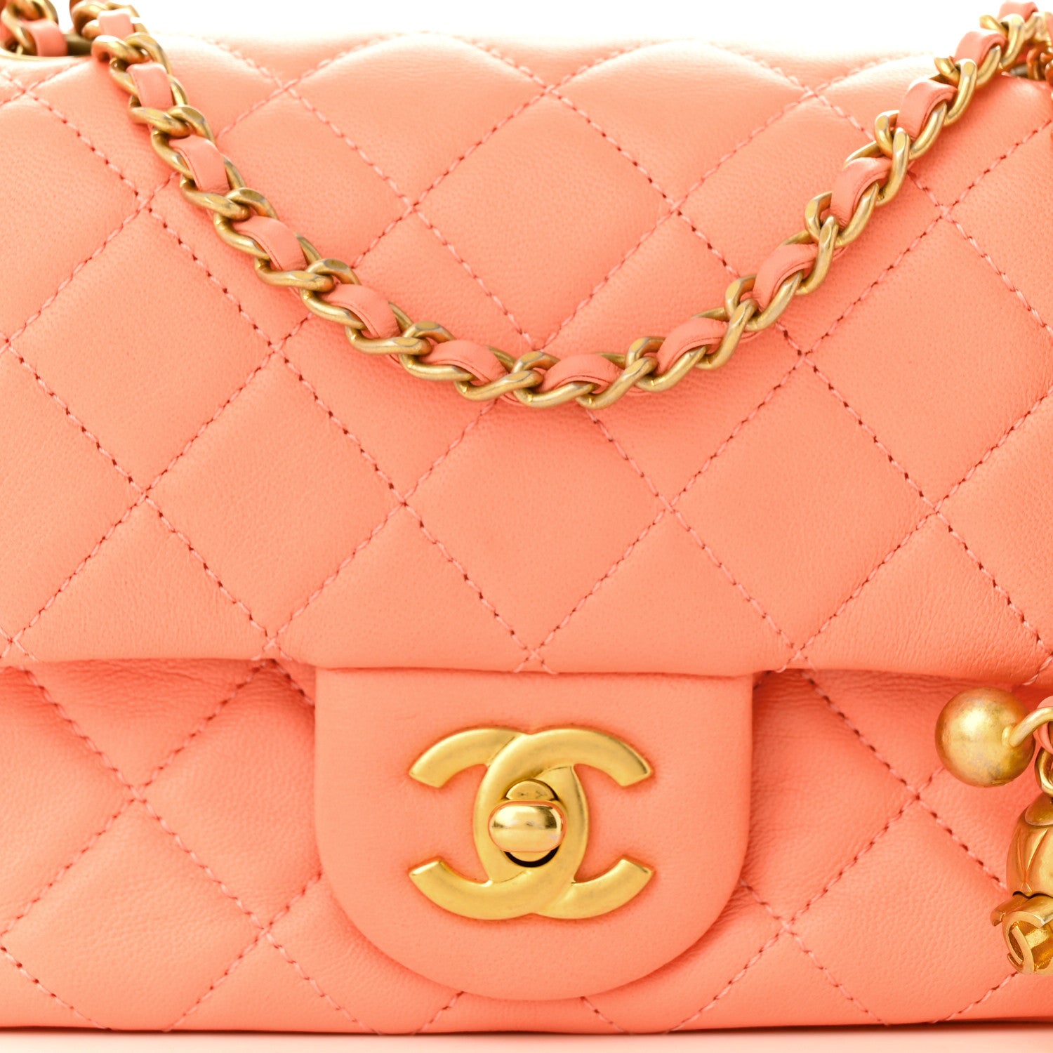 Chanel Lambskin Quilted Mini Pearl Crush Flap Light Orange 8 of 13