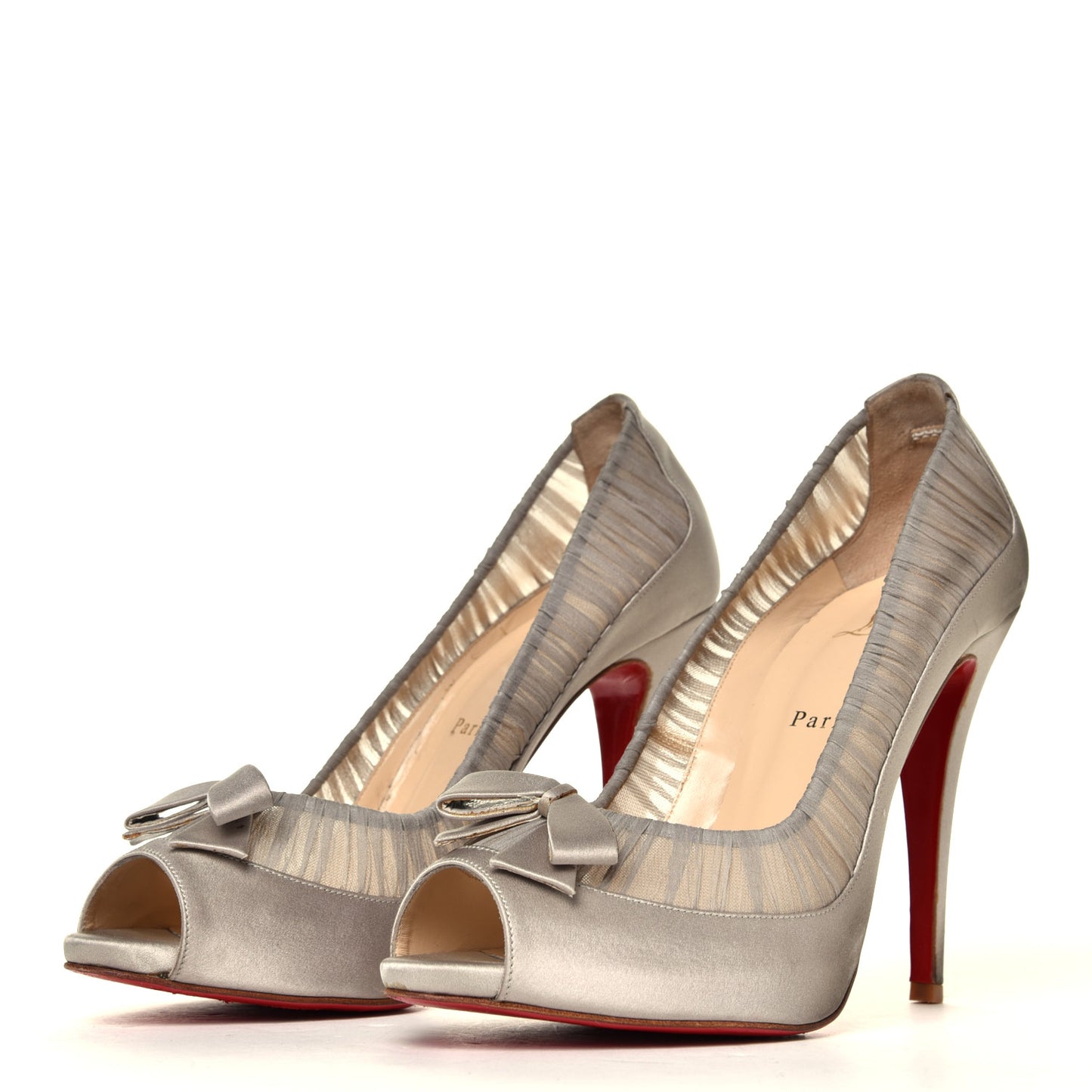 Satin Peep Toe Angelique Pumps 42