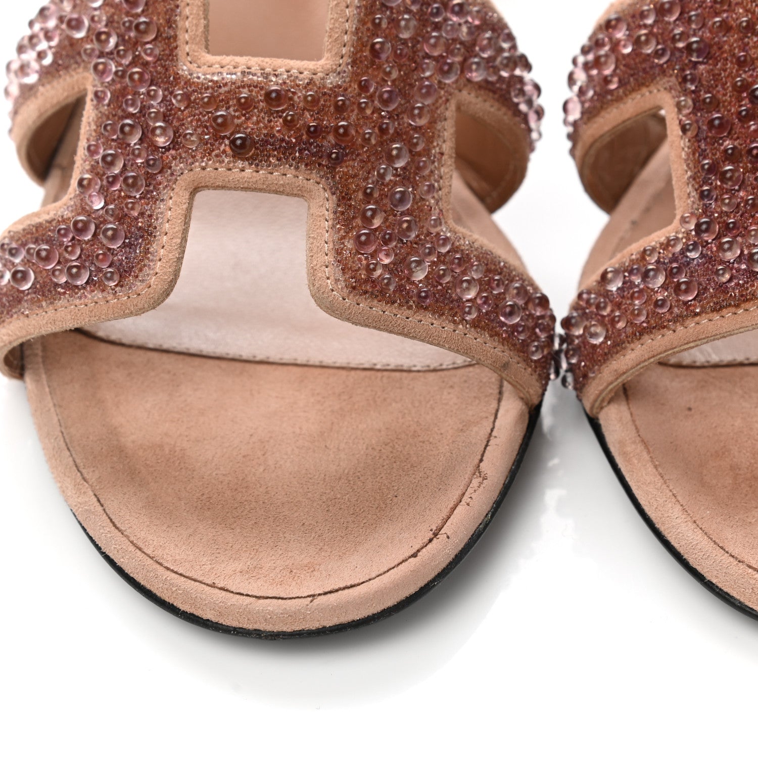 Hermes Suede Goatskin Crystal Oasis Sandals 36.5 Rose Nude 7 of 10