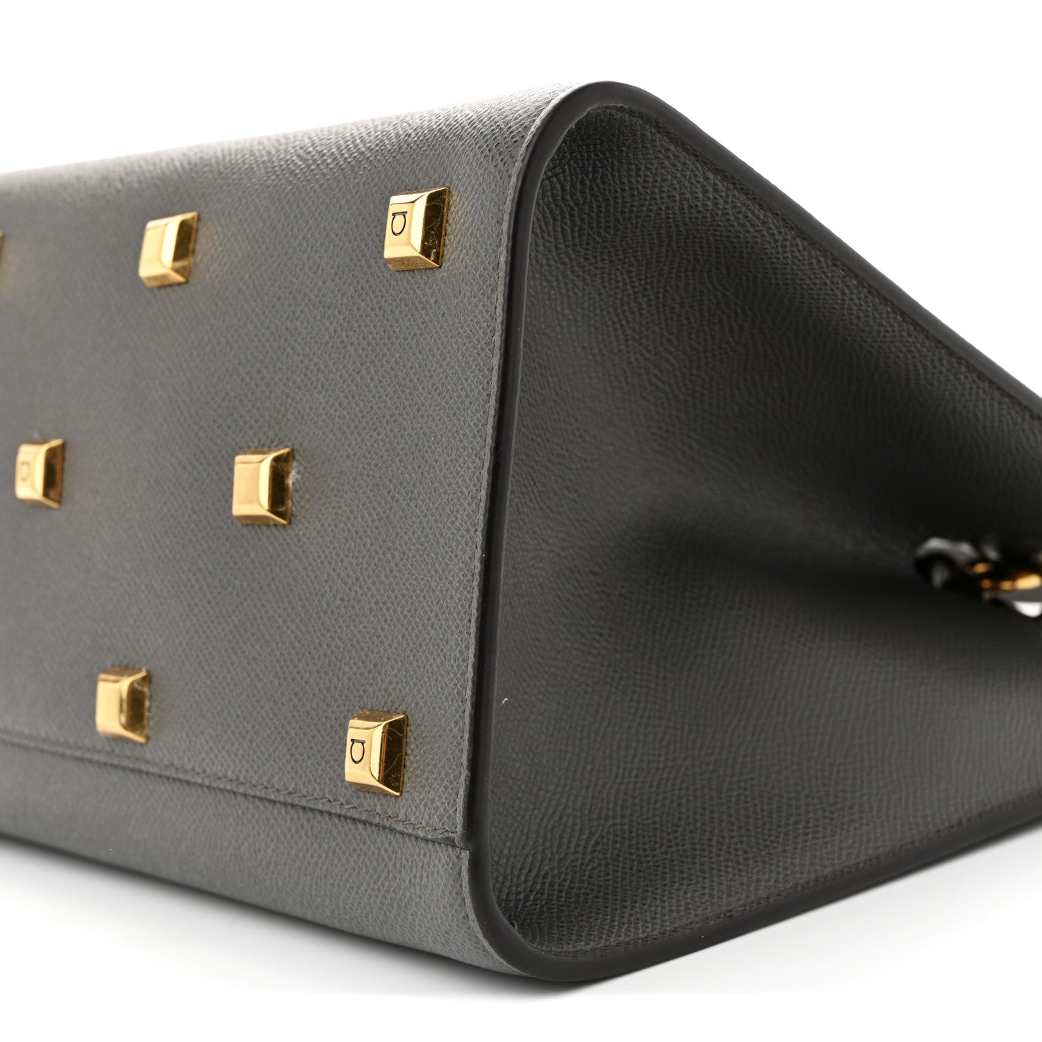 Salvatore Ferragamo Hammered Calfskin Medium The Studio Box Bag Sparrow 10 of 10