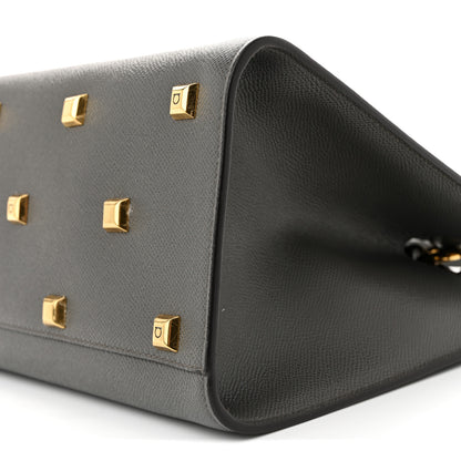 Salvatore Ferragamo Hammered Calfskin Medium The Studio Box Bag Sparrow 10 of 10