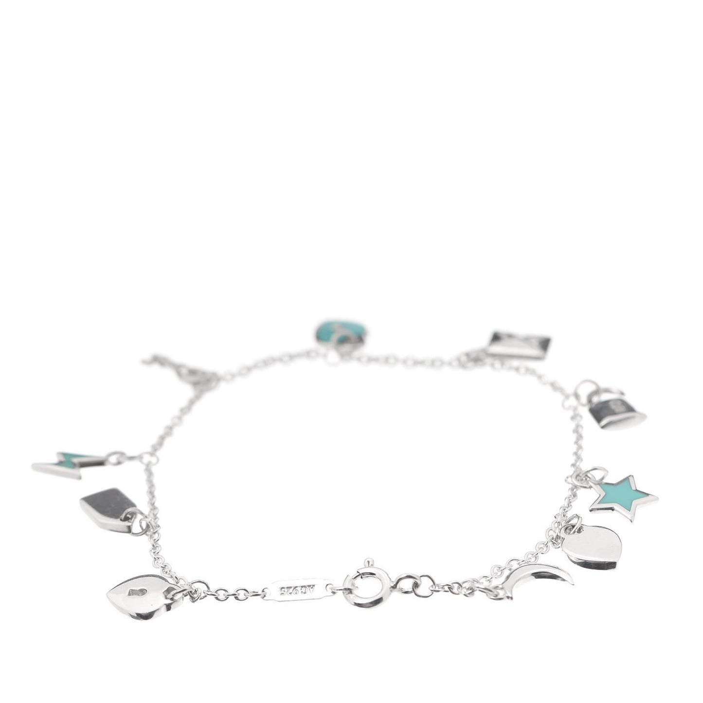 Sterling Silver Enamel Love Notes Charm Bracelet Blue