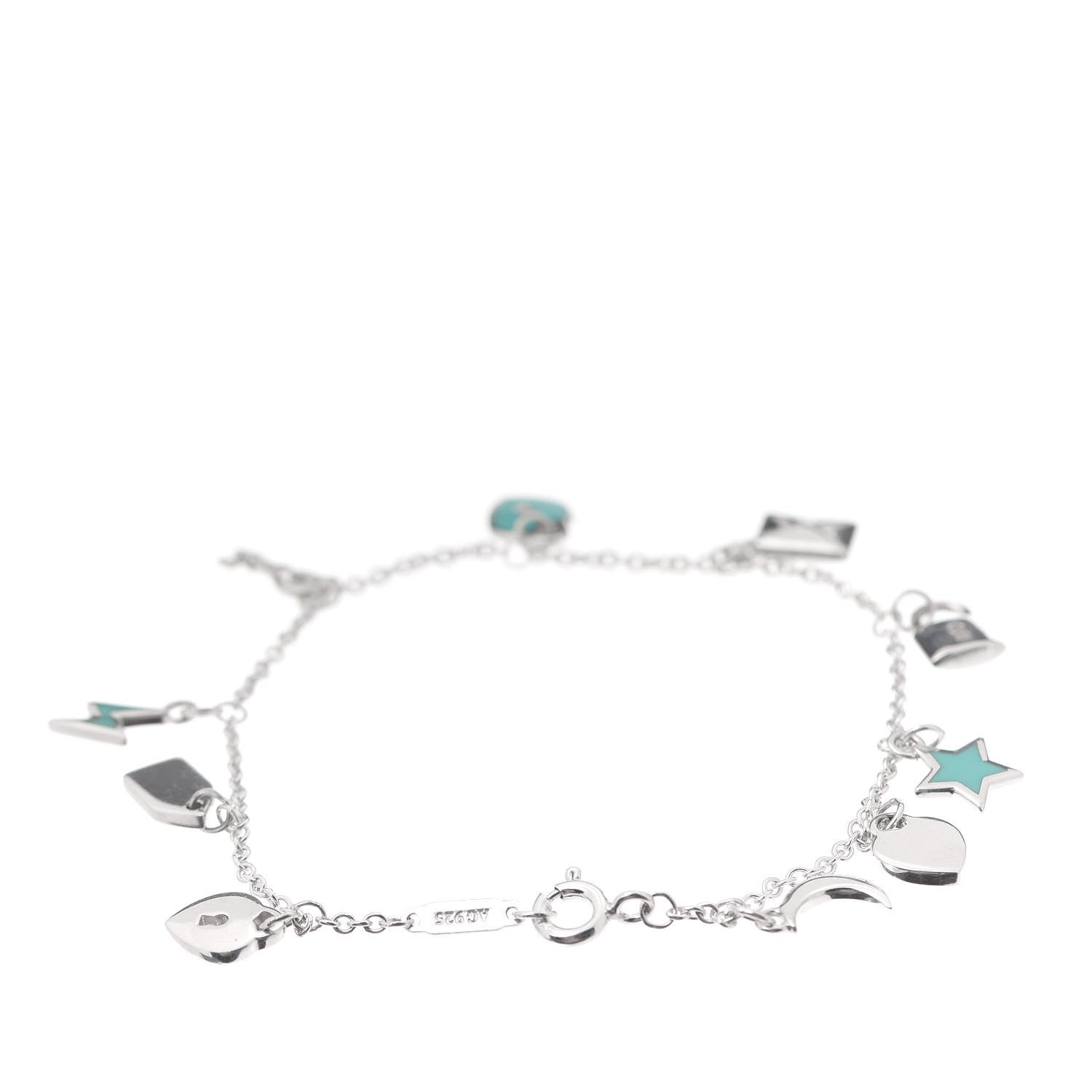Tiffany Sterling Silver Enamel Love Notes Charm Bracelet Blue 3 of 6