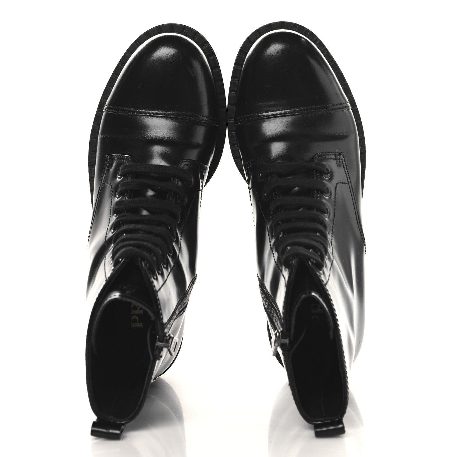 Prada Spazzolato Chocolate 50mm Combat Boots 38 Black 2 of 9