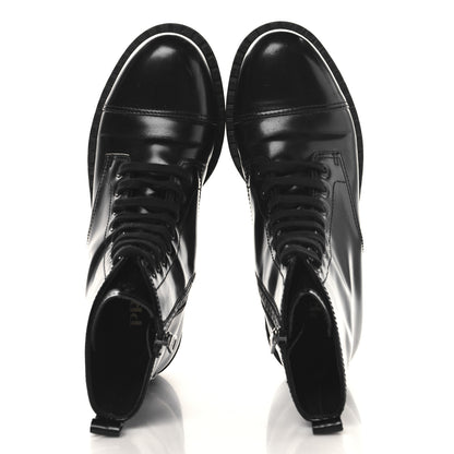 Prada Spazzolato Chocolate 50mm Combat Boots 38 Black 2 of 9