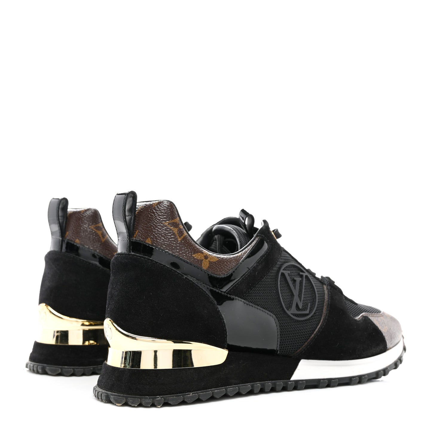 Suede Monogram Run Away Sneakers 40 Black