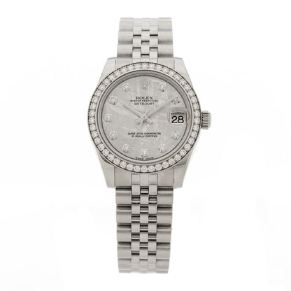Rolex Stainless Steel 18K White Gold Diamond Bezel Meteorite 31mm Oyster Perpetual Datejust Watch 178384 1 of 5