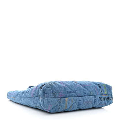 Chanel Denim Quilted Denim Mood Maxi Shopping Bag Blue Multicolor 4 of 11
