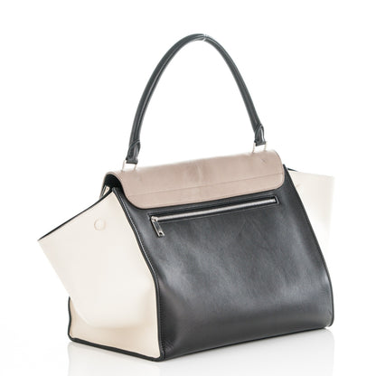 Celine Drummed Calfskin Large Tri-Color Trapeze Light Khaki 3 of 9