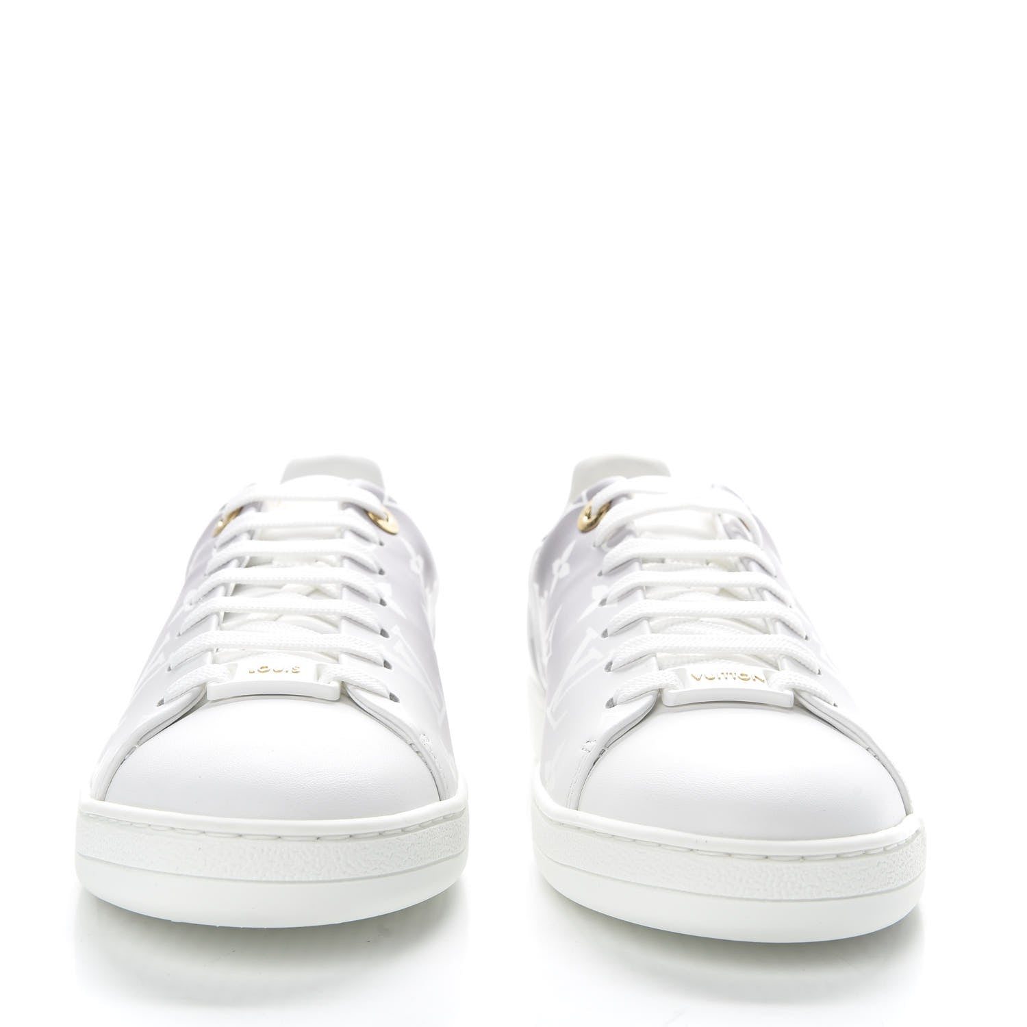 Louis Vuitton Calfskin Monogram Frontrow Sneakers 38 White Black 2 of 10