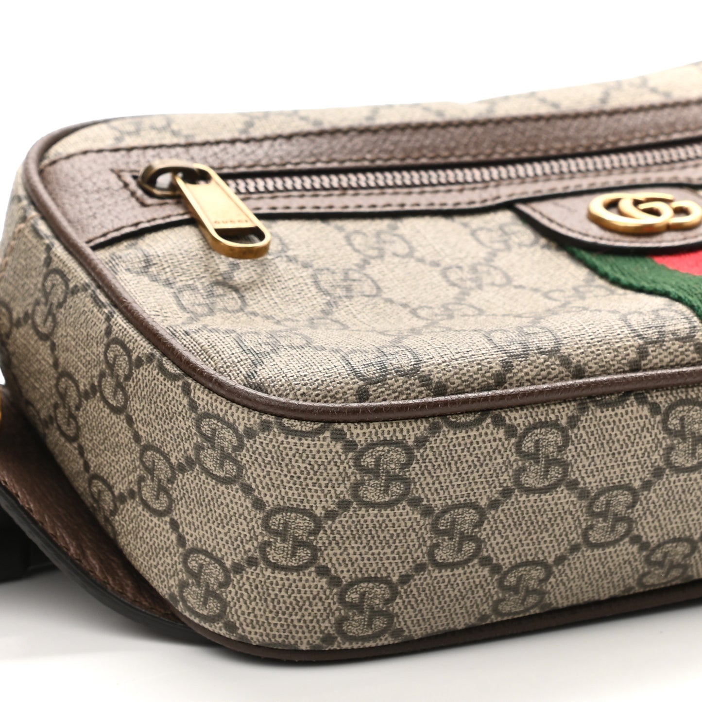 Soft GG Supreme Monogram Medium Ophidia Belt Bag Dark Brown