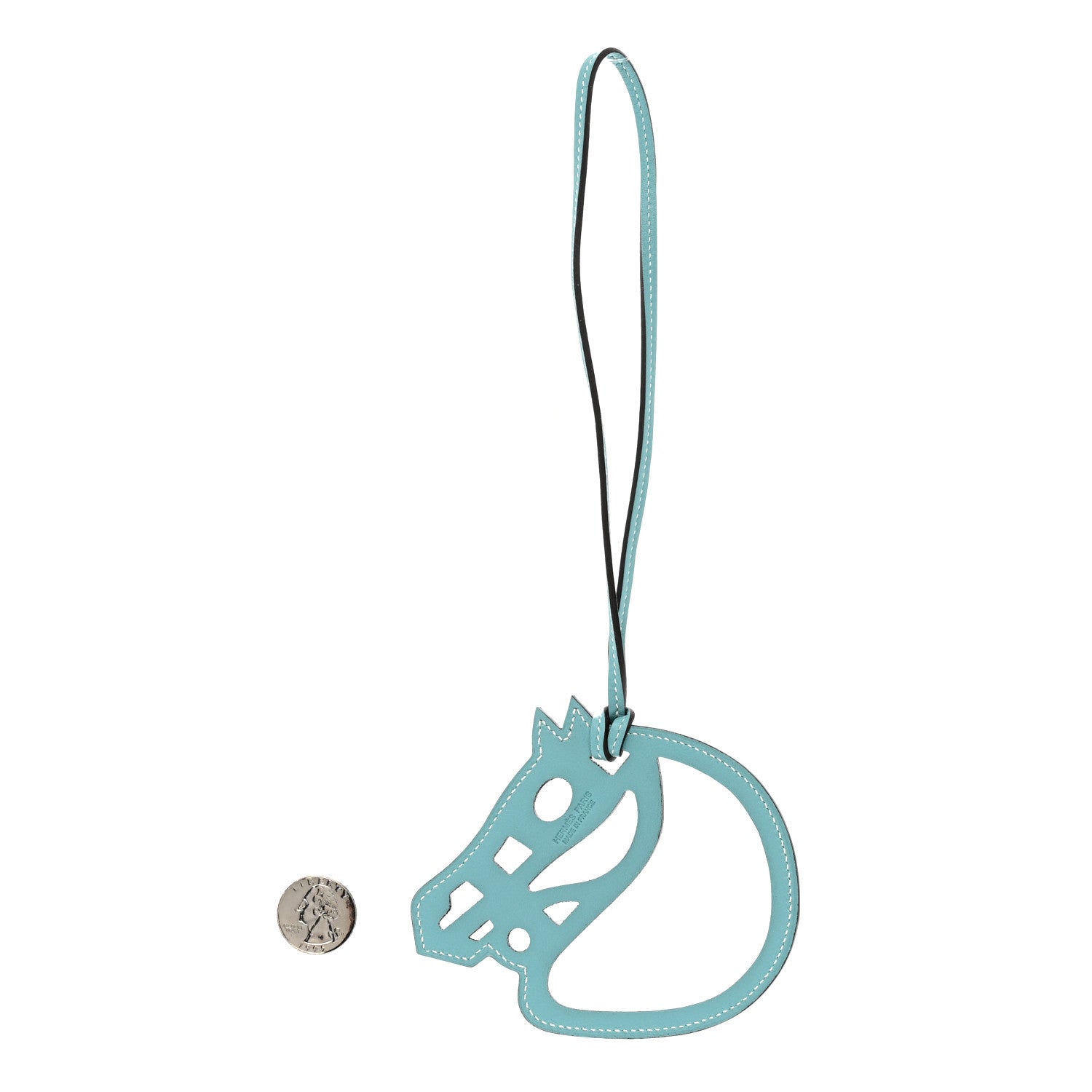 Hermes Swift Paddock Cheval Horse Bag Charm Bleu Jean 2 of 3