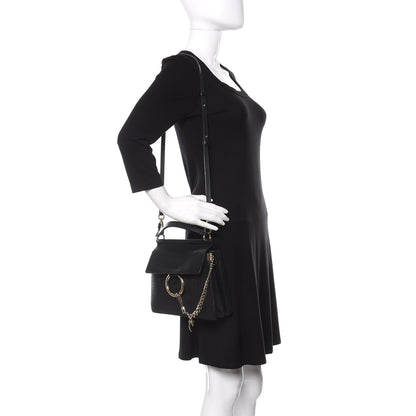 Chloe Large Grain Lambskin Shiny Goatskin Small Faye Shoulder Bag Black 2 of 9