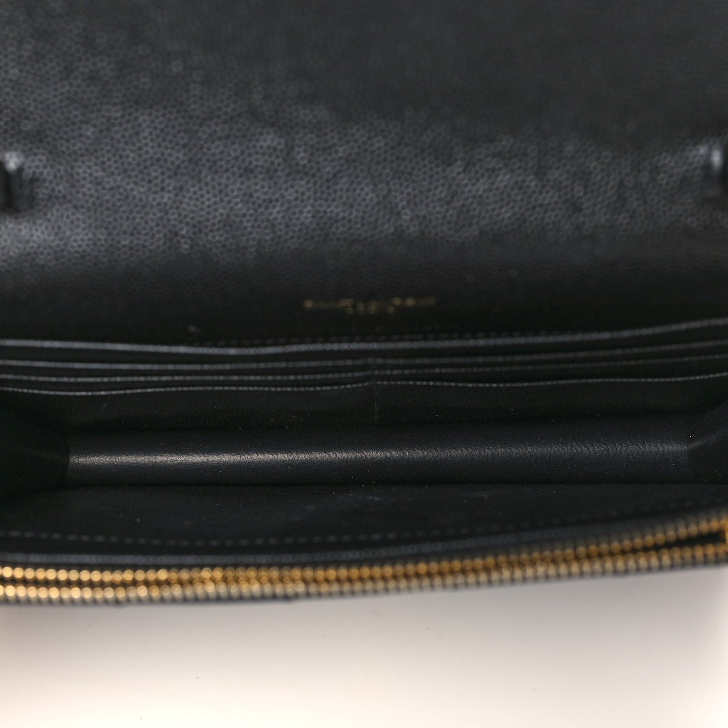 Grain De Poudre Matelasse Chevron Monogram Envelope Chain Wallet Black