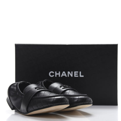 Chanel Laminated Lambskin Womens Quilted Elastic CC Moccasin Loafers 35 Black 10 of 10