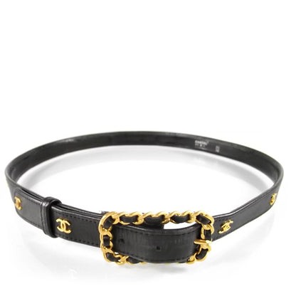 Chanel Vintage Leather Chain Link Buckle Belt 80/32 1 of 9