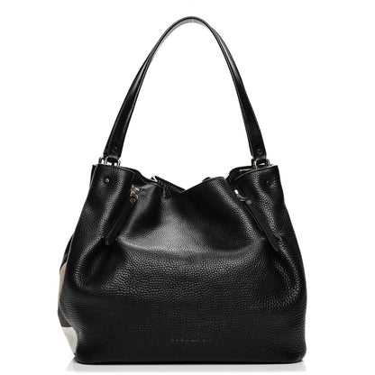 Burberry Grainy Calfskin House Check Medium Maidstone Black 1 of 9