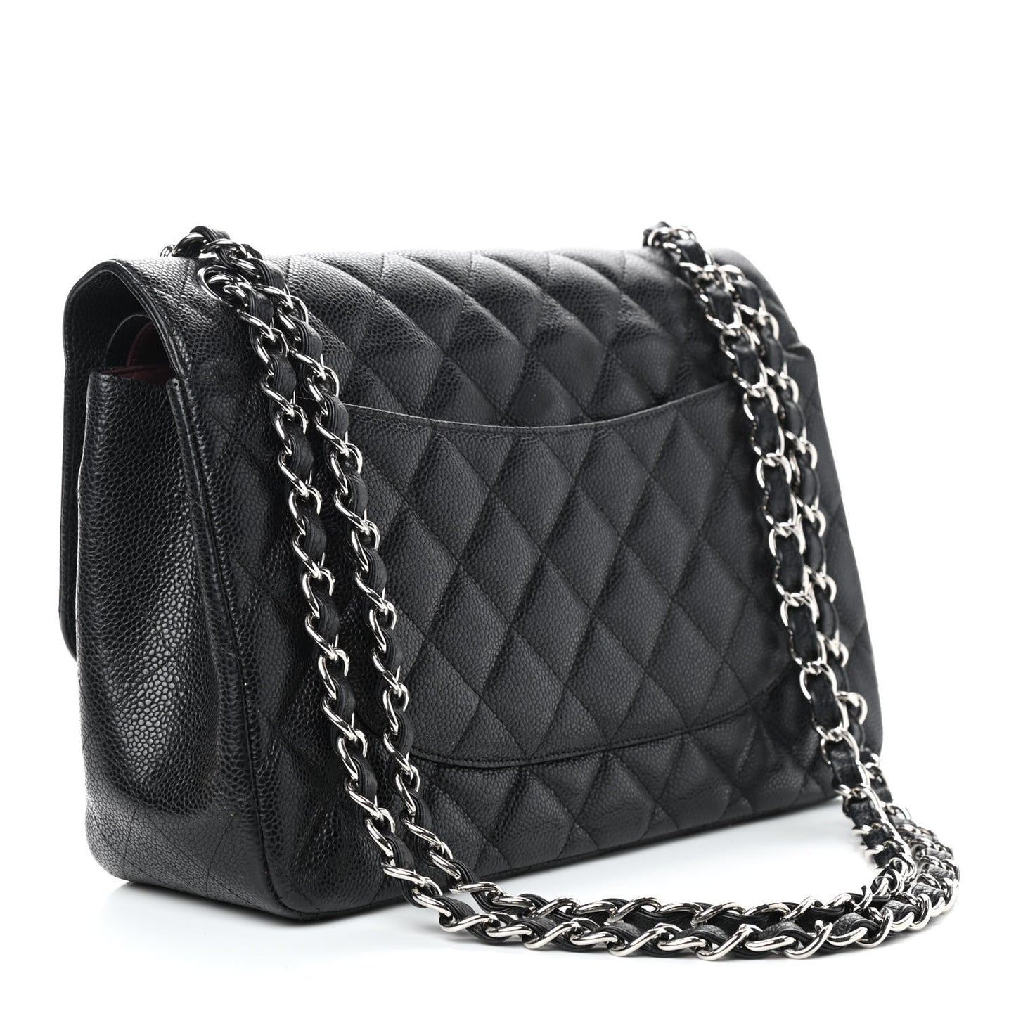 Caviar Quilted Jumbo Double Flap Black