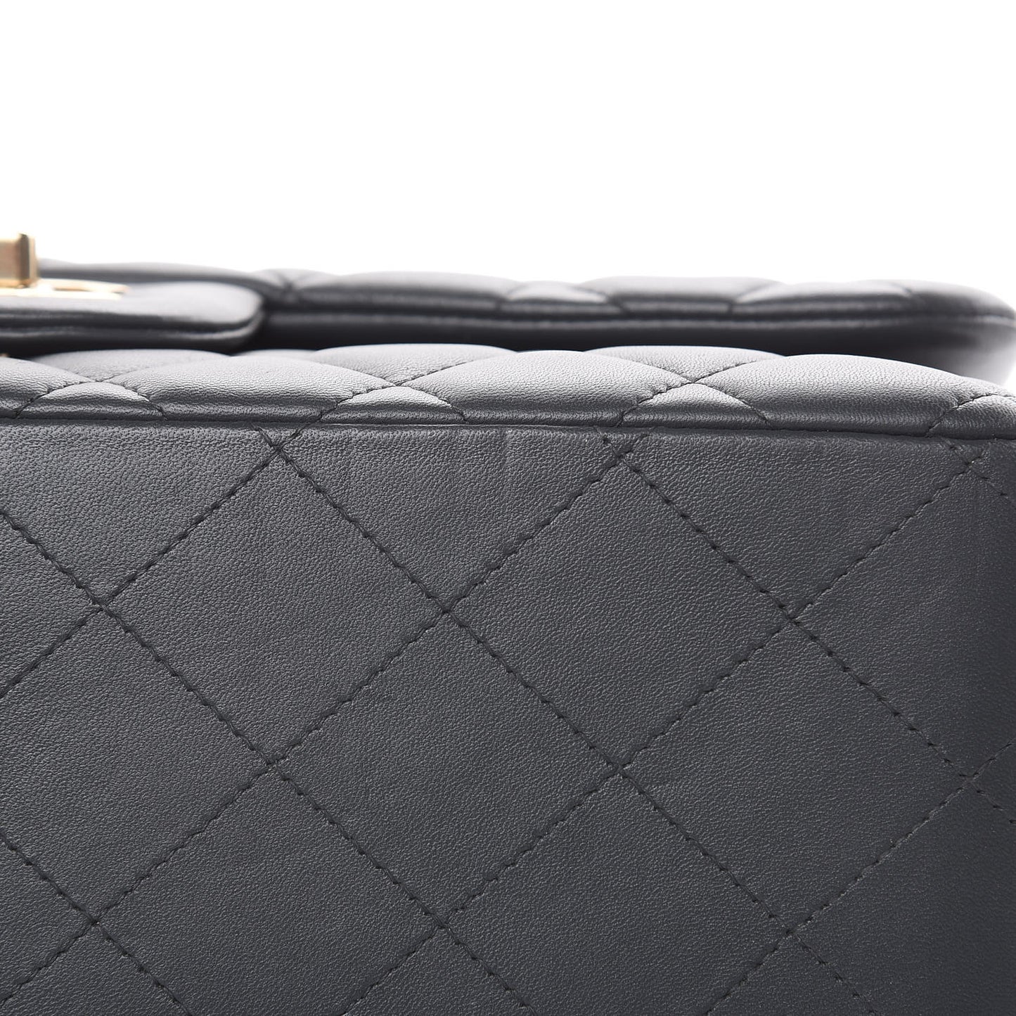 Lambskin Quilted Jumbo Double Flap Grey