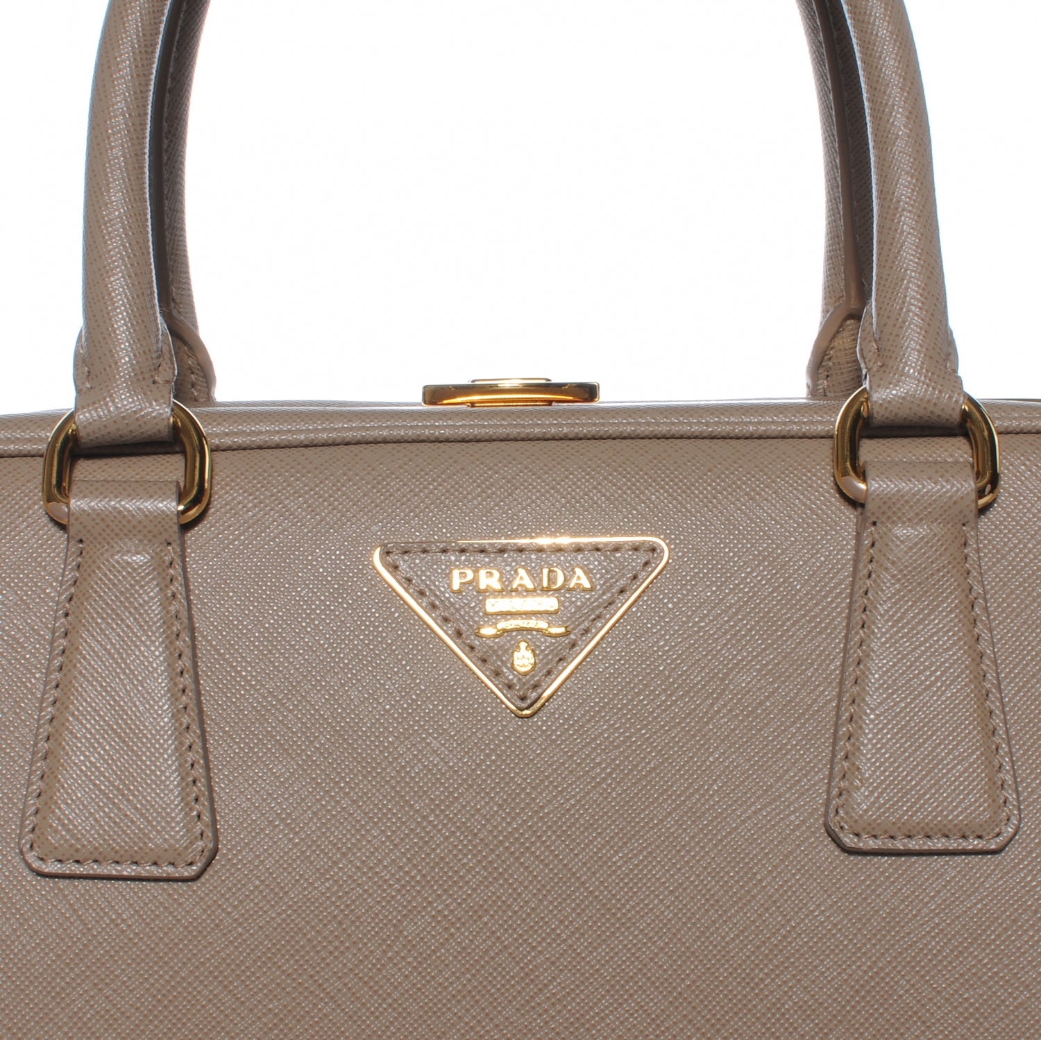Prada Saffiano Lux Top Handle Bag Visone 8 of 9