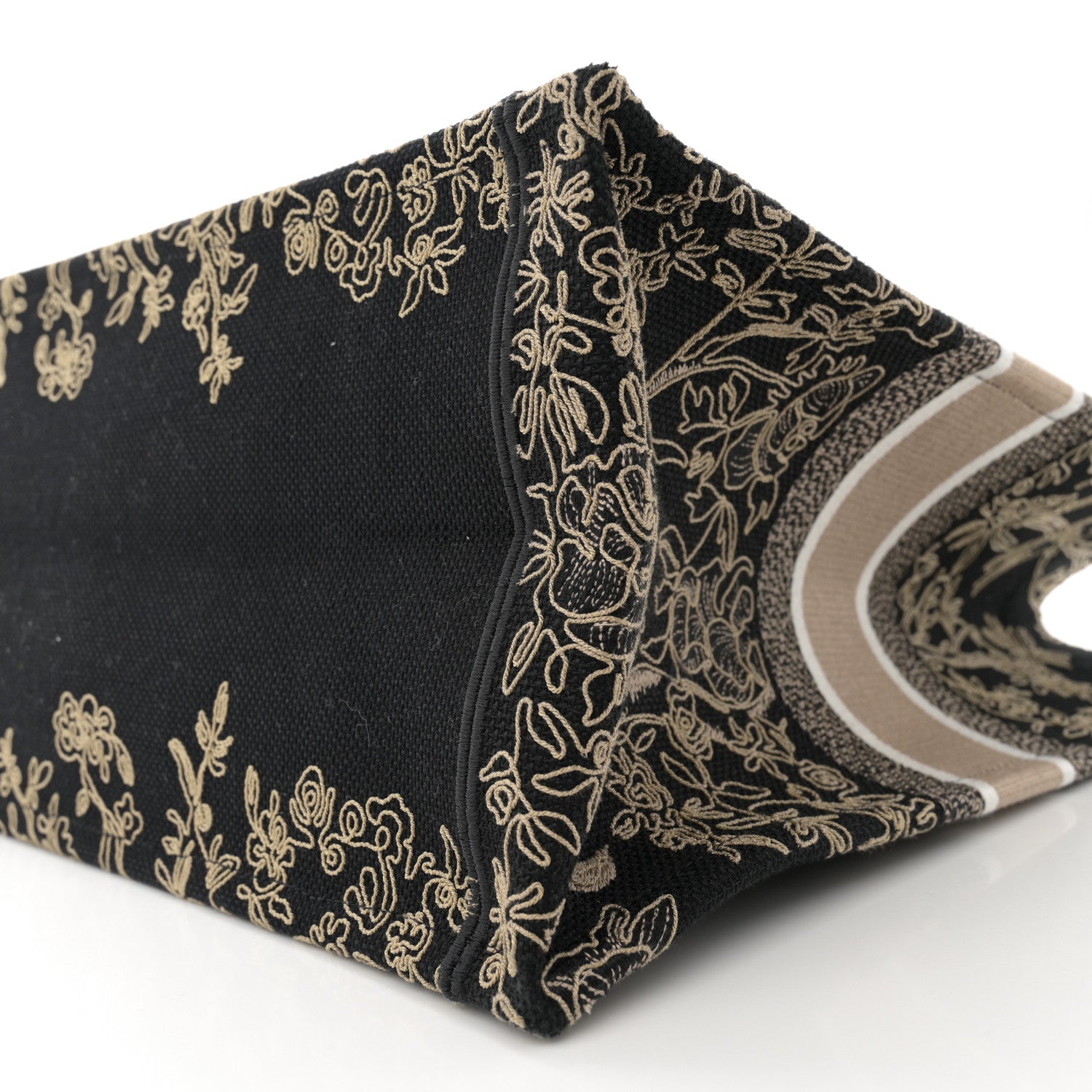 Christian Dior Canvas Embroidered Large Ornamental Cornely Book Tote Black Beige 10 of 12