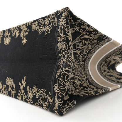 Christian Dior Canvas Embroidered Large Ornamental Cornely Book Tote Black Beige 10 of 12