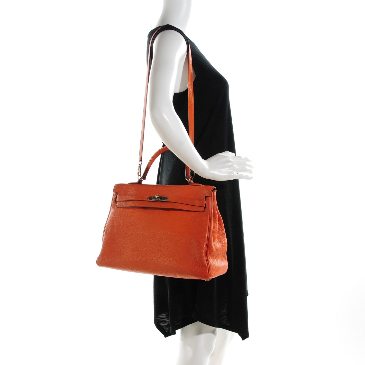 Hermes Taurillon Clemence Kelly Retourne 35 Orange 2 of 22