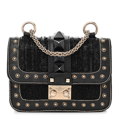 Valentino Garavani Vitello Embellished Mini Glam Lock Flap Black 1 of 8