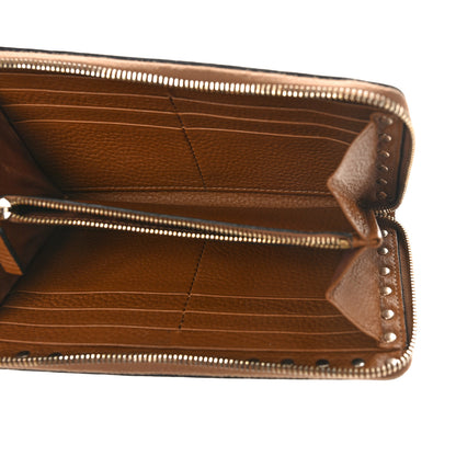 Valentino Garavani Grained Calfskin Rockstud Zip Around Wallet Bright Cognac 5 of 9