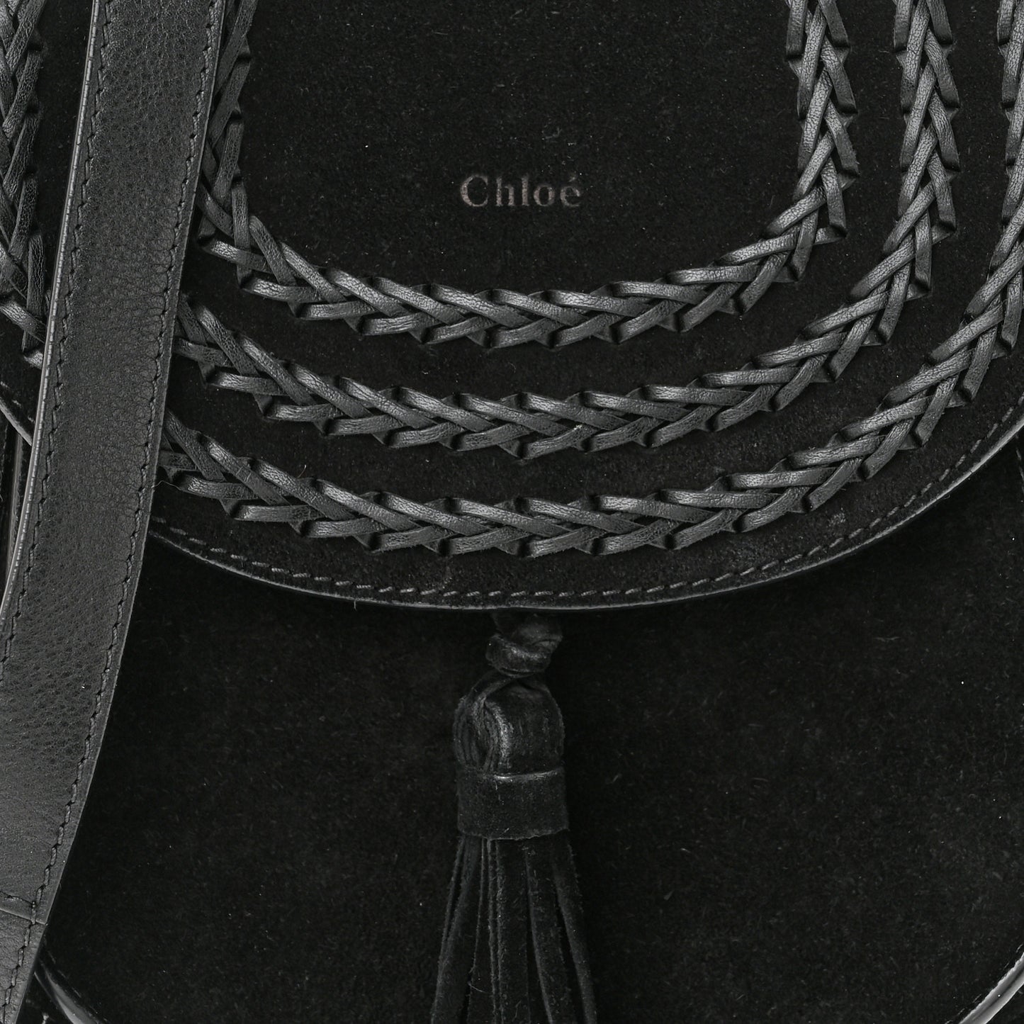 Suede Calfskin Braided Small Hudson Shoulder Bag Black