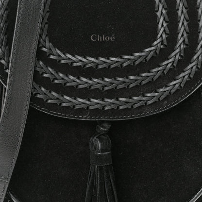 Chloe Suede Calfskin Braided Small Hudson Shoulder Bag Black 8 of 11