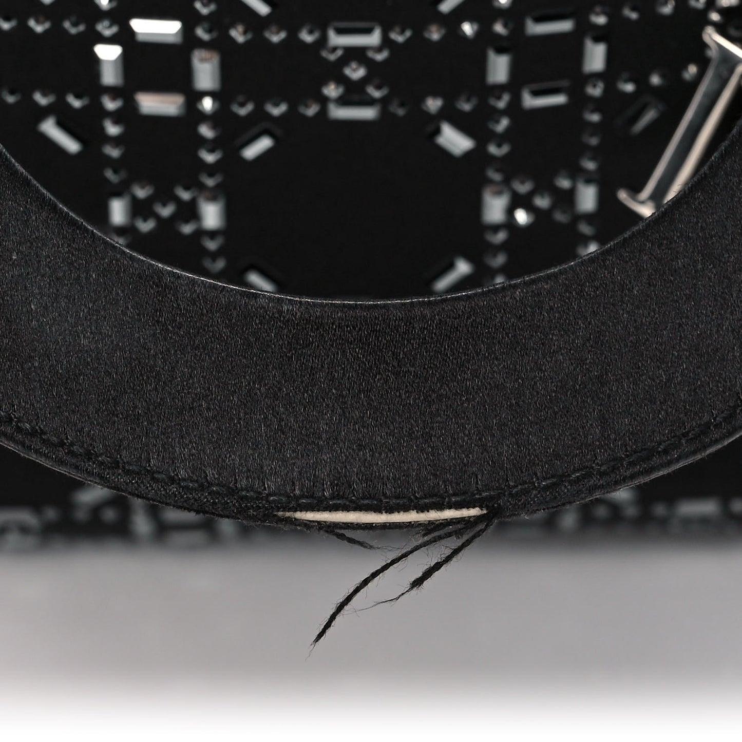 Satin Crystal Cannage Mini Lady Dior Black