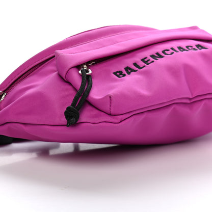 Balenciaga Sport Nylon Logo Embroidered Small Wheel Beltpack Fuchsia Black 8 of 9