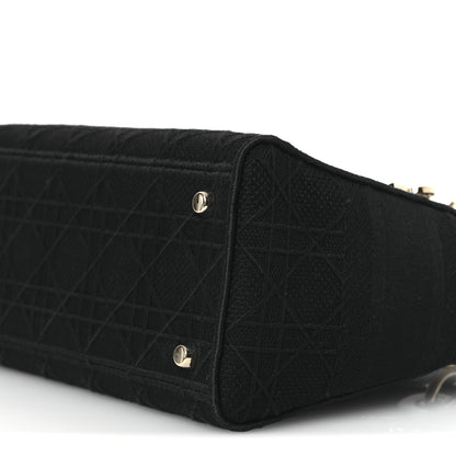 Christian Dior Canvas Embroidered Cannage Medium Lady D-Lite Black 10 of 12