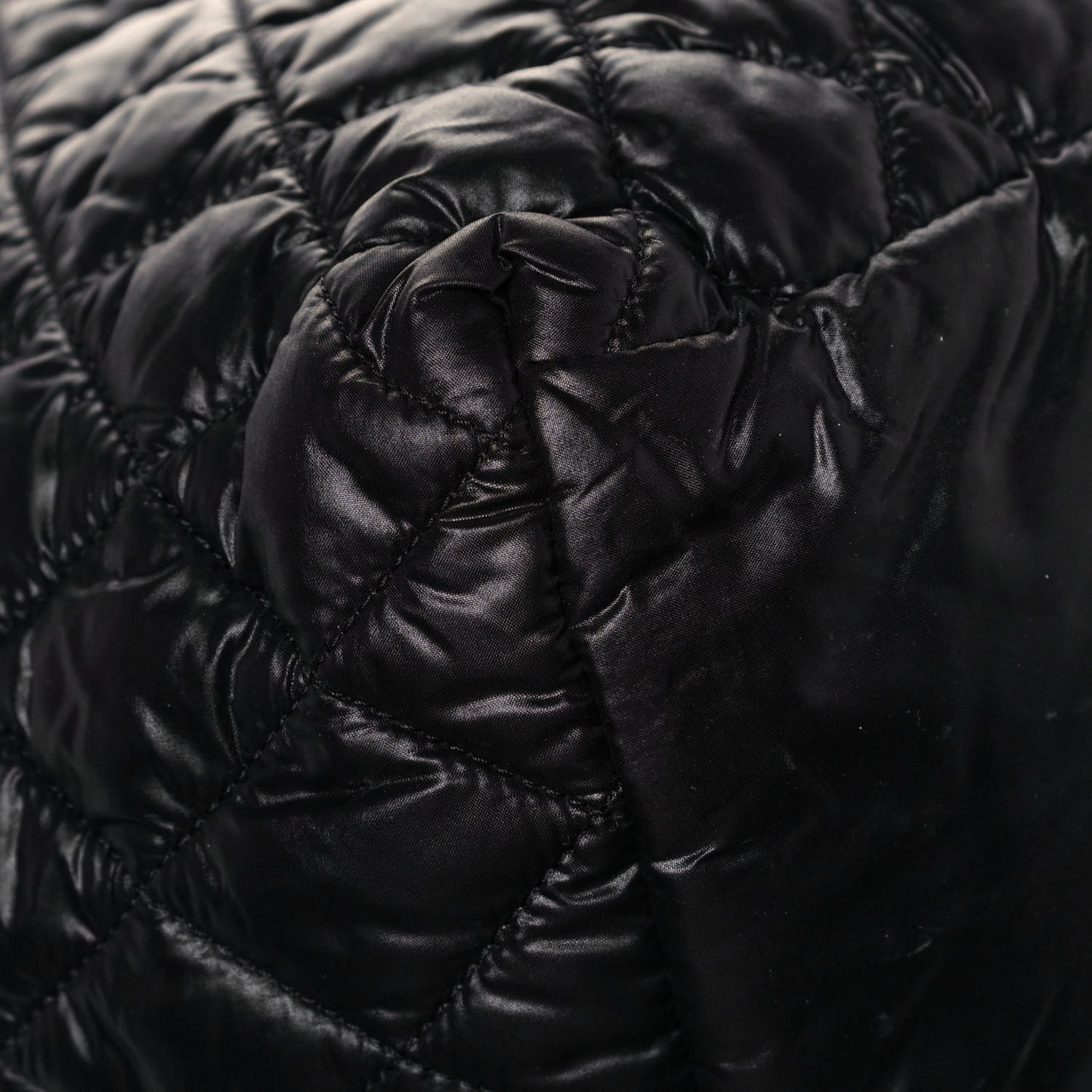 Nylon Quilted Large Coco Cocoon Tote Black