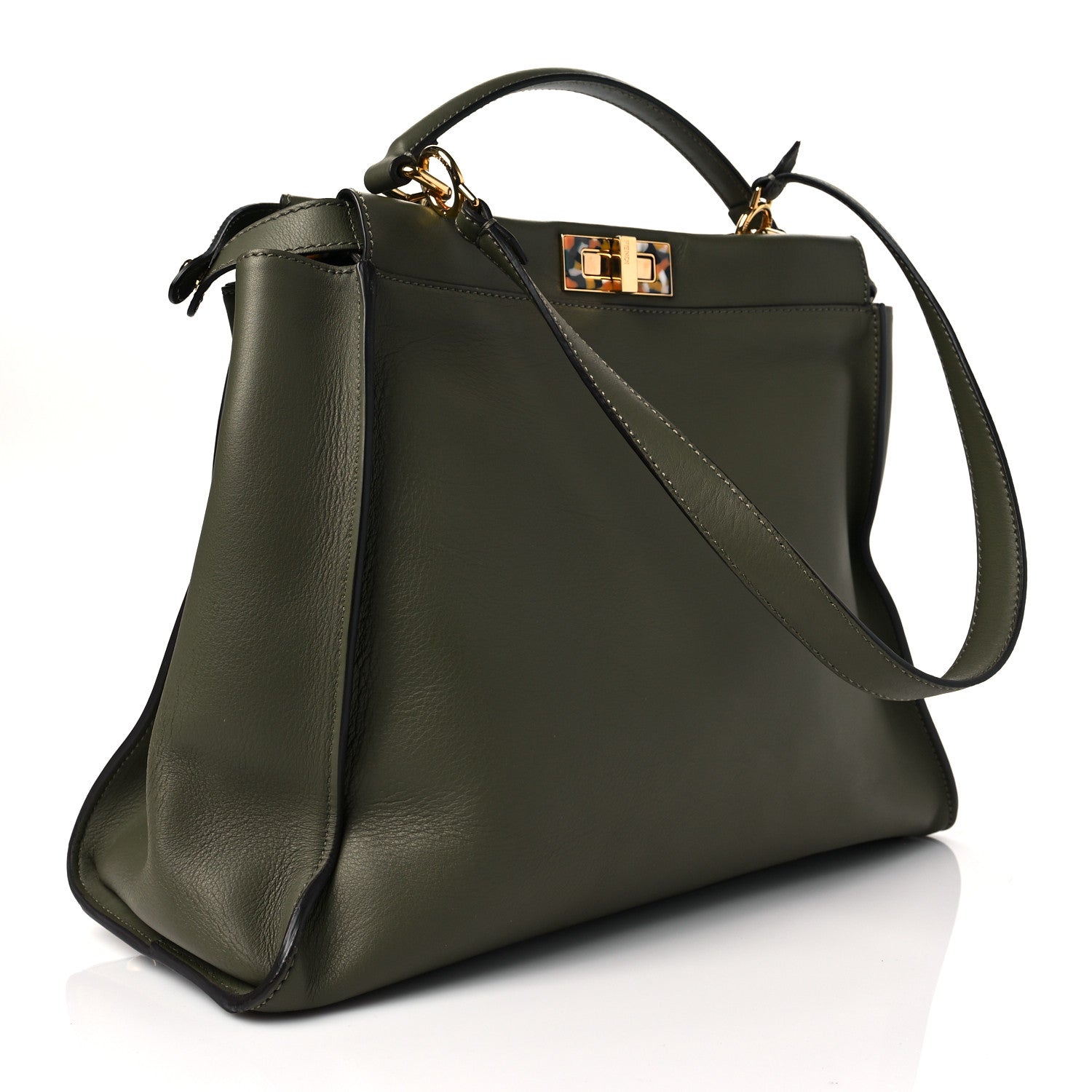 Fendi Vitello Seta Plexiglass Granite Large Peekaboo Iconic Satchel Equatore 3 of 7