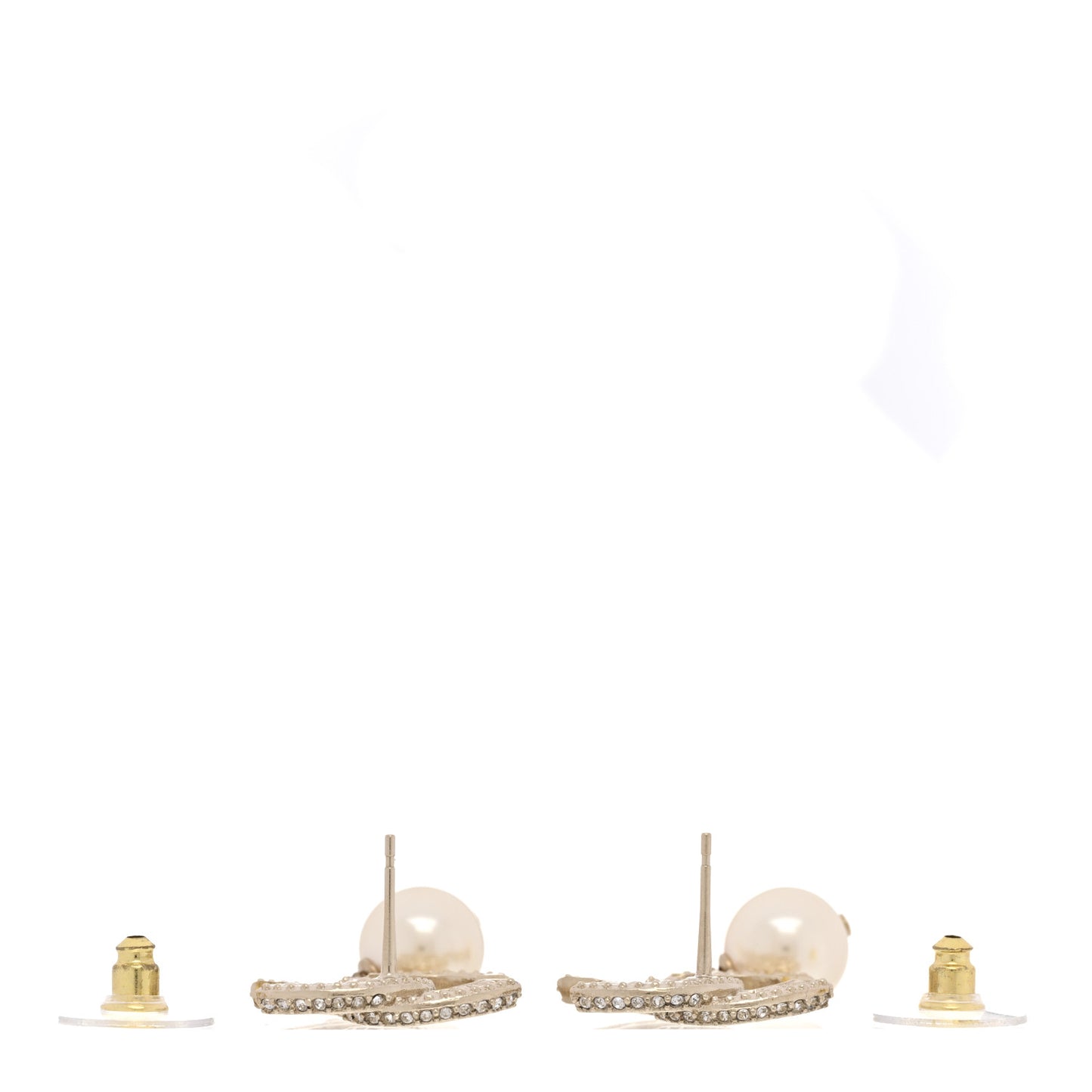 Crystal Timeless CC Pearl Drop Earrings Light Gold