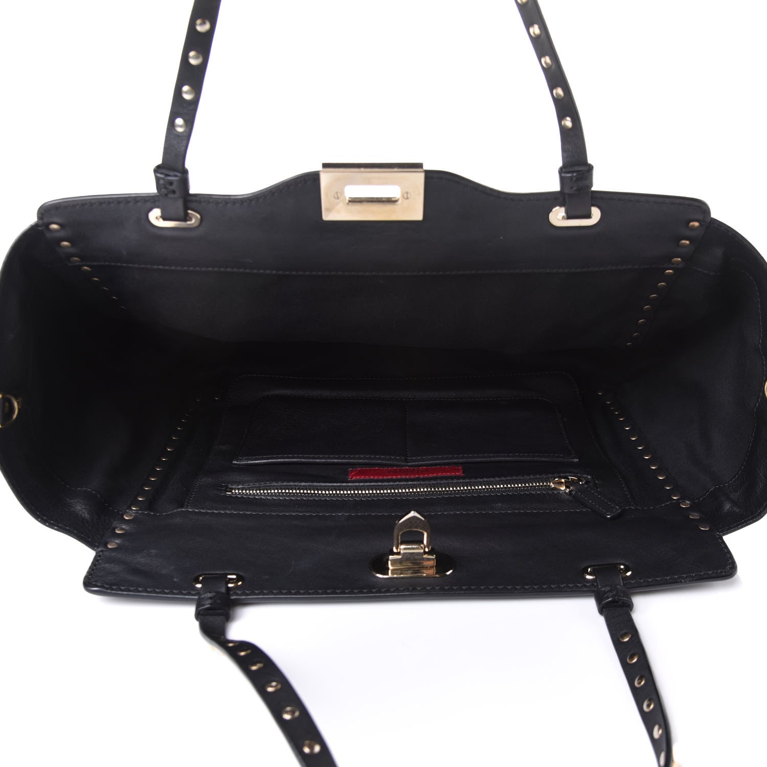 Valentino Garavani Vitello Medium Rockstud Tote Black 5 of 15