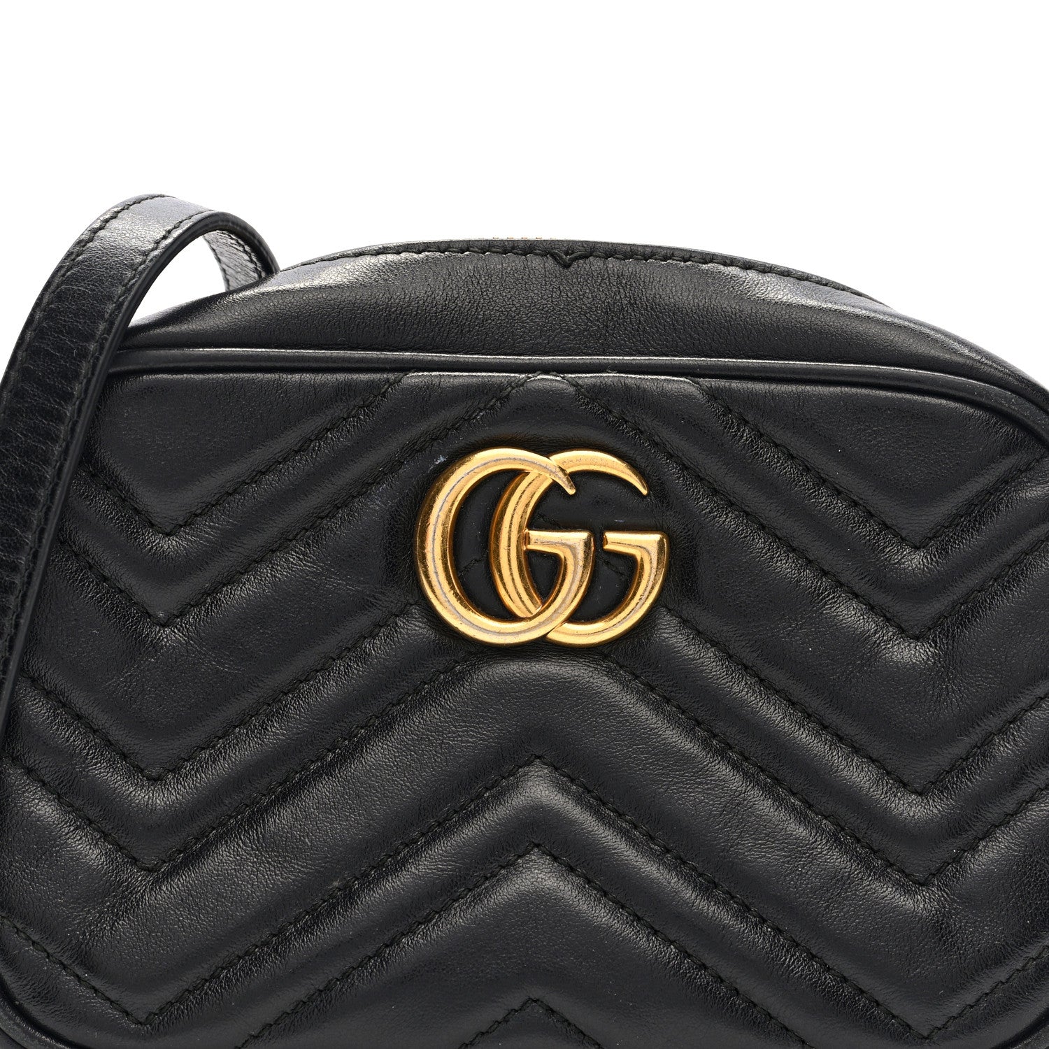 Gucci Calfskin Matelasse Mini GG Marmont Chain Shoulder Bag Black 8 of 10