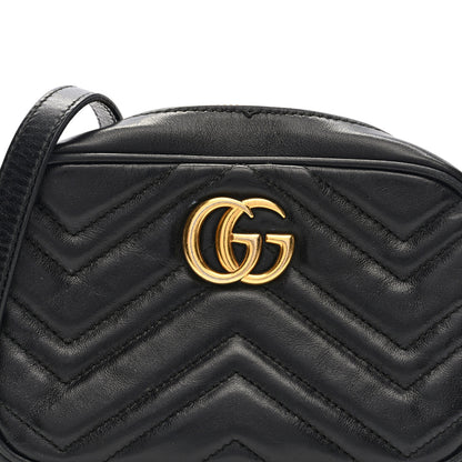 Gucci Calfskin Matelasse Mini GG Marmont Chain Shoulder Bag Black 8 of 10